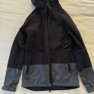 North Face Color Block Rain Jacket - Black & Grey - Size Small